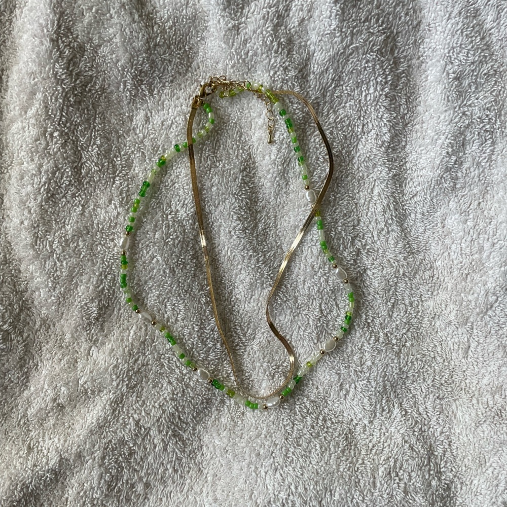 Gold Green Necklace